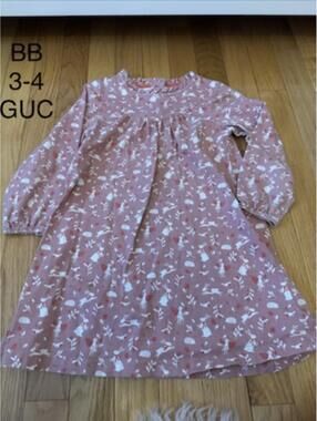 Baby Boden Girls Pink Long Sleeve Dress Size 3-4